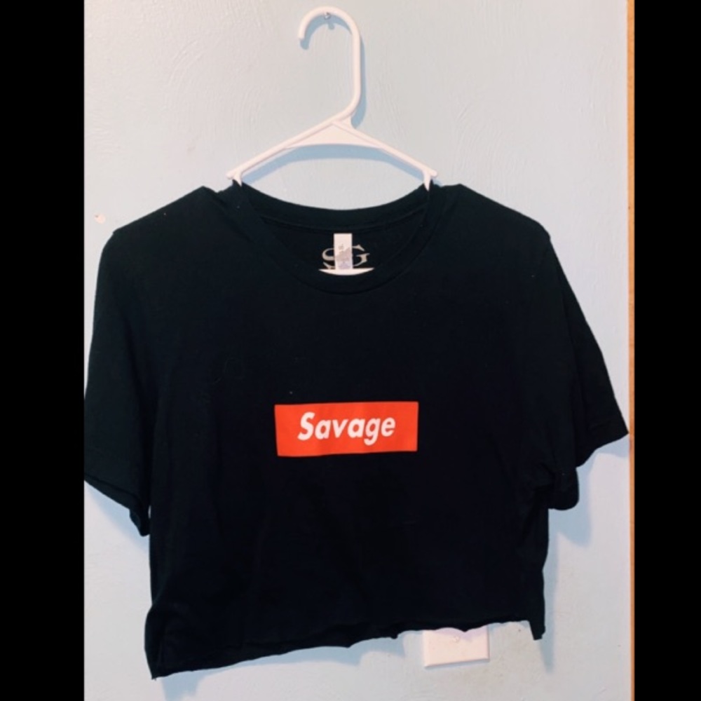 Black “SAVAGE” Crop-top